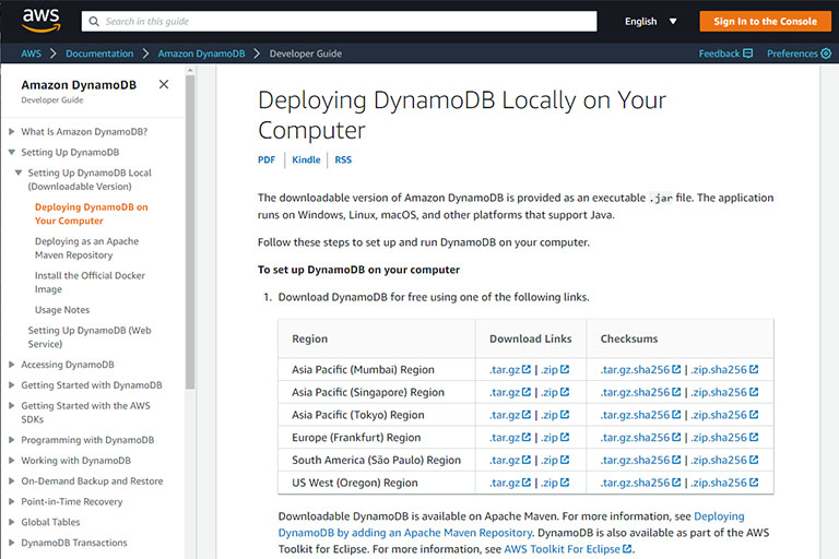 download local dynamodb